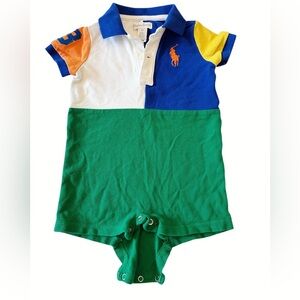 Polo Ralph Lauren White Blue Green Orange Block Big Pony Polo One piece  Boys 6M
